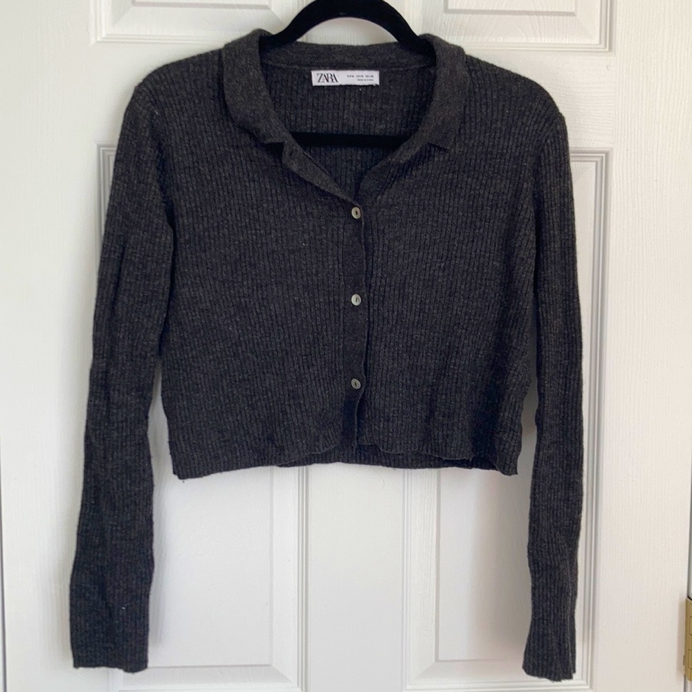 Zara crop sweater gray size medium
